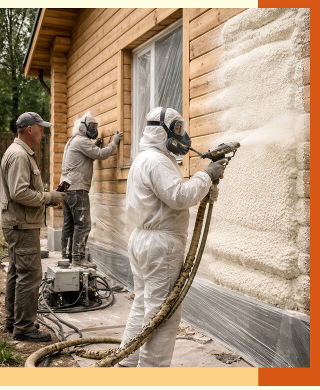 Утепление дома из бруса ППУ в Уссурийске от 3969 руб/м2 под ключ | ТепломастерСср