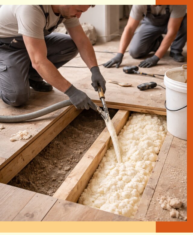 Заполнение пустот пола в Уссурийске от 2784 руб. — утепление пустот пола под ключ | ТепломастерСср