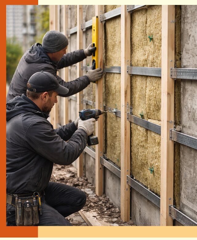 Монтаж обрешетки под утепление зданий и квартир в Уссурийске